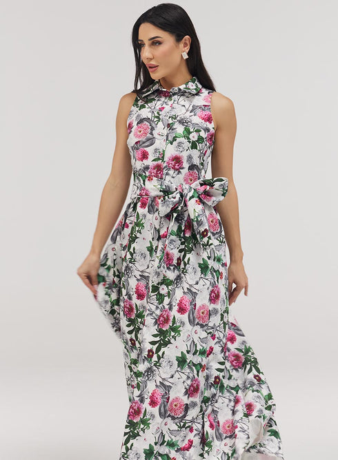 Collar Neck Floral Dress